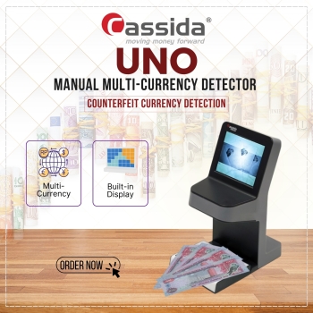 Cassida Uno Manual Multi-Currency Detector - Compact IR Counterfeit Currency Detection Machine