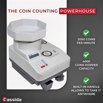 Cassida C550 Coin Sorter & Counter – Advanced Coin Counting Machine with High Capacity and Speed Sorter