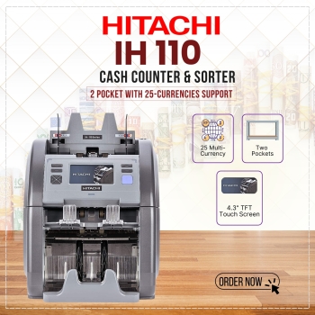 Hitachi IH-110 Professional Cash Counting & Sorting Machine High-Accuracy Currency Counter