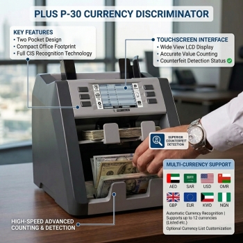 Plus P-30 High-Speed Banknote Cash Management Counting Machine