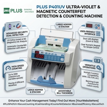 Plus P401UV Ultra-Violet & Magnetic counterfeit detection Counting Machine
